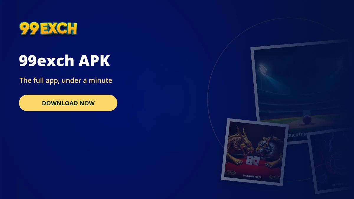 99exch APK download banner with Android install and casino game tiles